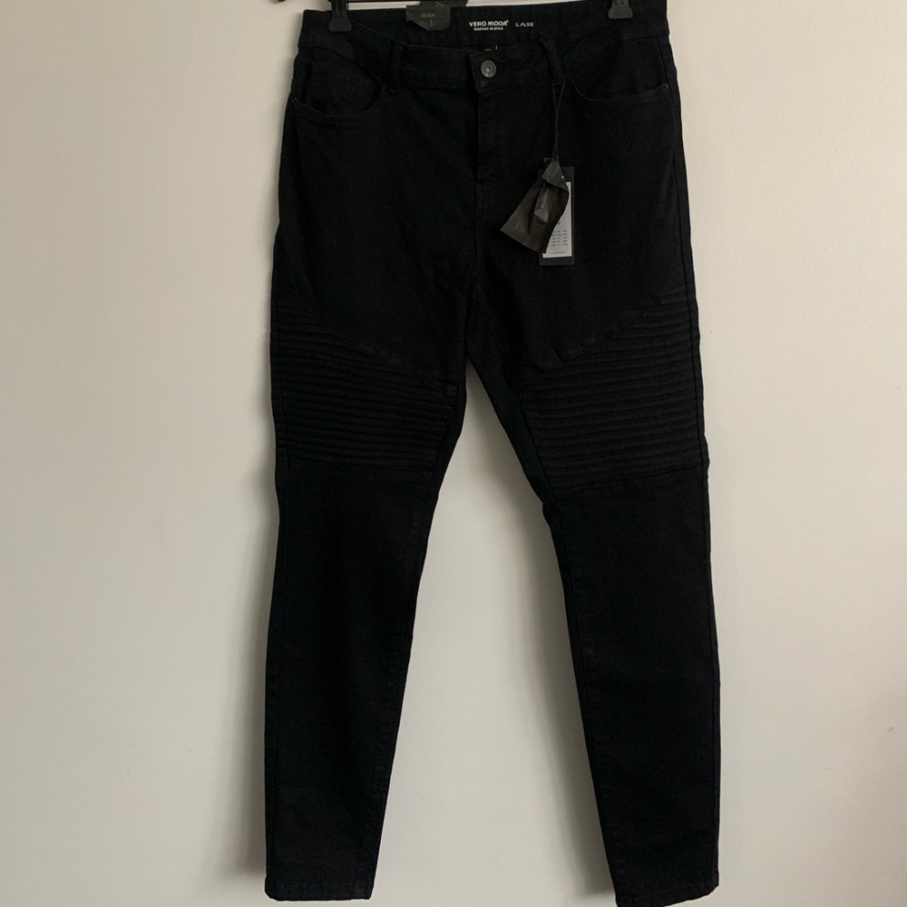 NWT Vero Moda Black Moto Denim Jeggings